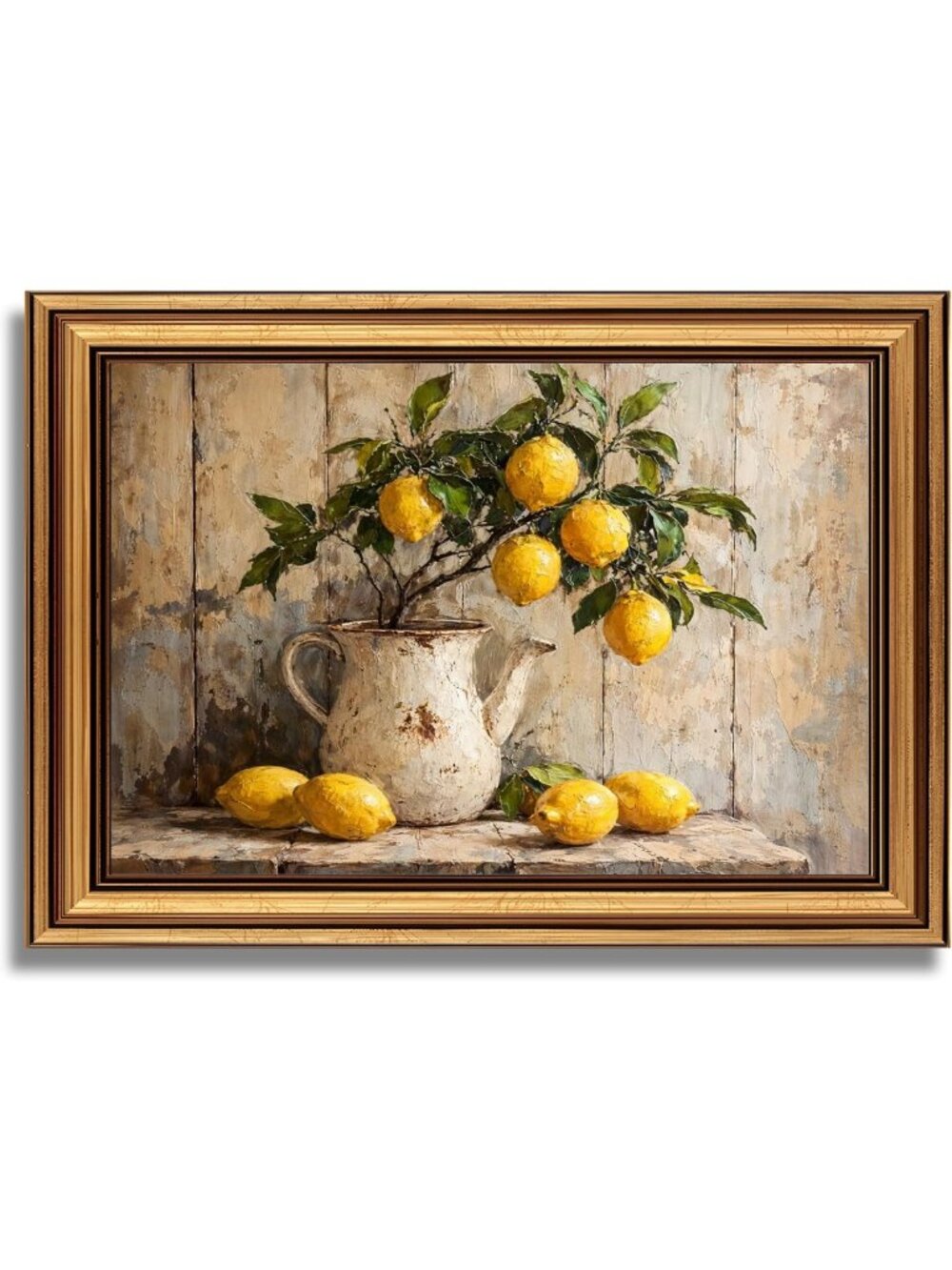 Vintage Lemon Wall Art - Gold Framed Still Life Decor for Dining & Living Room